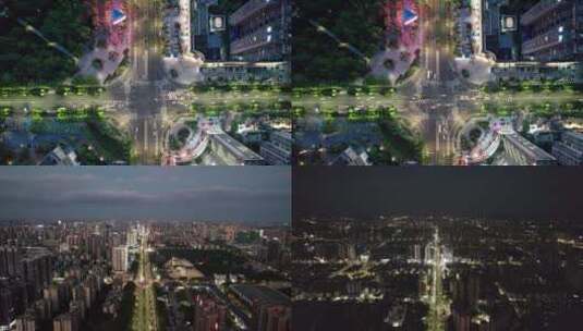 湖南省衡阳市解放大道城市夜景4k航拍合集高清在线视频素材下载