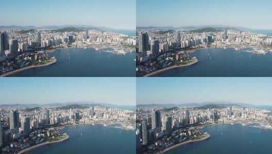 航拍青岛城市建筑天际线高清在线视频素材下载