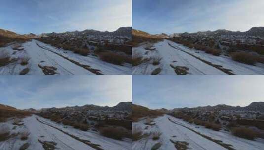 傍晚山岭残雪延时摄影高清在线视频素材下载