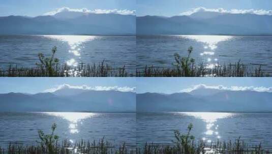 蓝天白云高山湖泊高清在线视频素材下载
