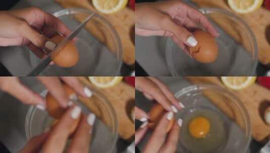 打鸡蛋准备烹饪高清在线视频素材下载