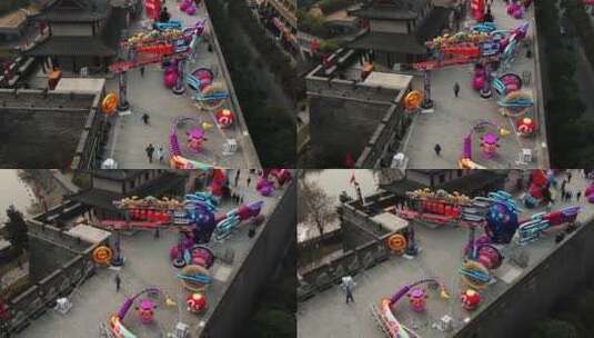 西安城墙花灯过年新年35高清在线视频素材下载