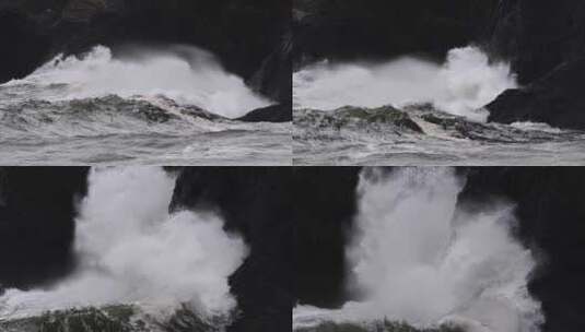 海浪拍打海岸海浪拍打礁石岩石高清在线视频素材下载