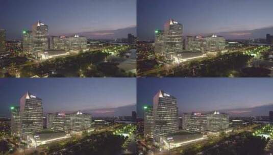 上海前滩商业区夜景高清在线视频素材下载