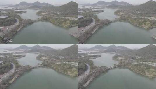 杭州 湘湖 航拍 桥高清在线视频素材下载