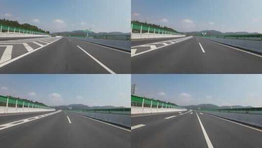 汽车行驶在高速公路，后视第一视角高清在线视频素材下载