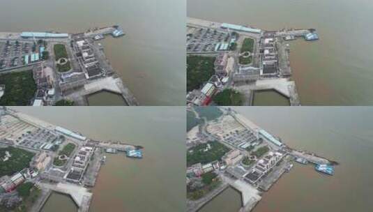 江门上下川岛客运码头航拍高清在线视频素材下载