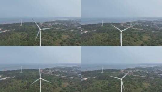 海边森林风力发电风车航拍高清在线视频素材下载