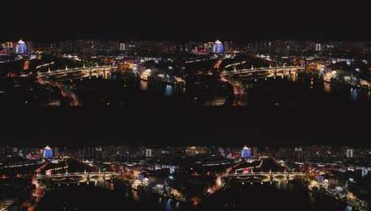大理兴盛大桥夜景航拍高清在线视频素材下载