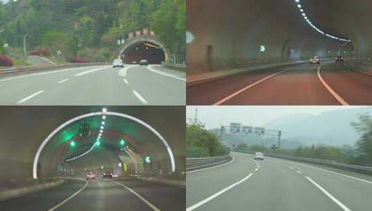 高速公路行驶进入隧道开车第一视角行车记录高清在线视频素材下载