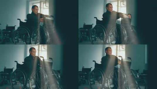 残疾人组装轮椅高清在线视频素材下载