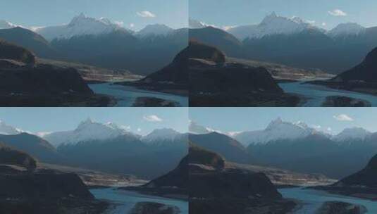 西藏派墨公路山峦河流航拍709高清在线视频素材下载