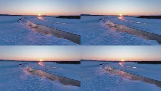 航拍暮色下的雪域冰河高清在线视频素材下载