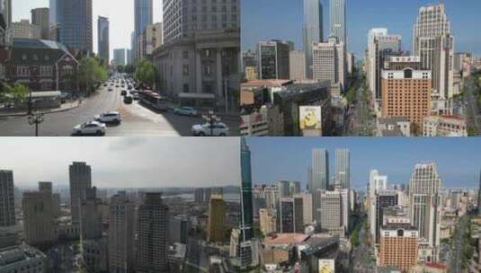 繁华的大连中山广场车流城市建筑高清在线视频素材下载