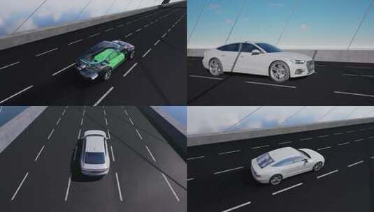 电动汽车 氢能源汽车 汽车行驶在大桥高清在线视频素材下载