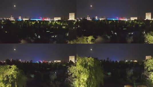 淄博齐盛湖公园夜景高清在线视频素材下载