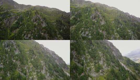 瑞士阿尔卑斯山岩石立面的无人机航拍图。高清在线视频素材下载