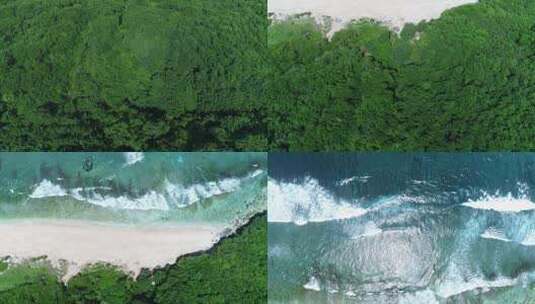 巴厘岛蓝梦岛梦幻海滩沙滩海边森林航拍高清在线视频素材下载