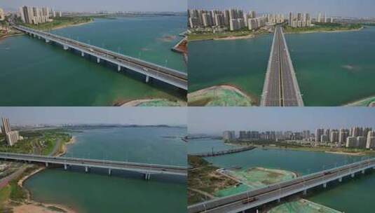 航拍厦门丙洲大桥景观合集高清在线视频素材下载