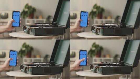手机与唱片机高清在线视频素材下载