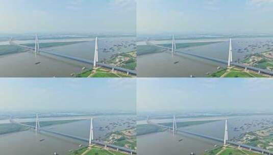 武汉青山大桥后退拉远镜头高清在线视频素材下载