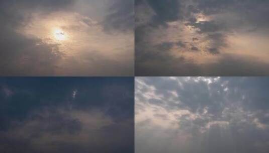 早晨阳光穿过云层延时摄影高清在线视频素材下载