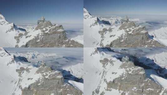 瑞士伯尔尼温根阿尔卑斯山少女峰的鸟瞰图。高清在线视频素材下载