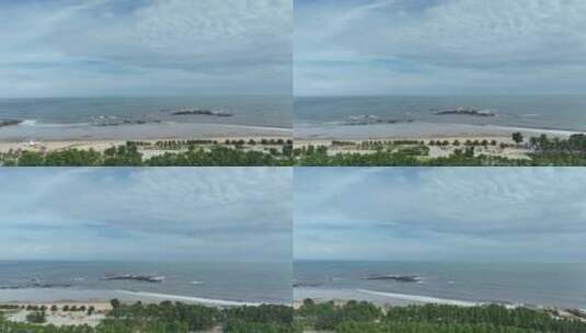 海岸线航拍大海沙滩海边风景海水浪花海浪潮高清在线视频素材下载