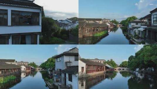 同里古镇清晨航拍高清在线视频素材下载
