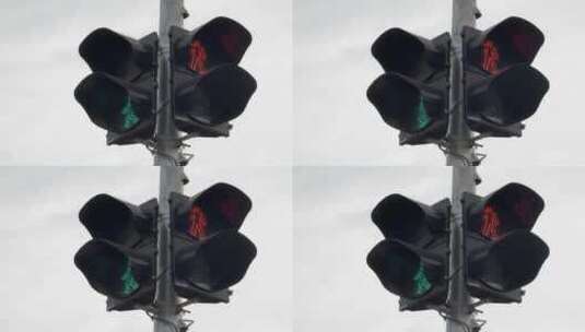 红绿灯交通信号灯红灯变绿灯道路信号灯变化高清在线视频素材下载