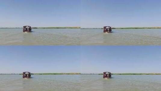 宁夏石嘴山沙湖旅游景区湿地游船观鸟高清在线视频素材下载