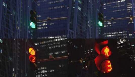 夜晚红绿灯高清在线视频素材下载