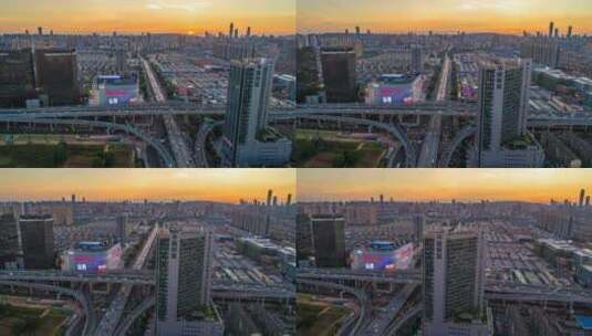 湖南长沙高架桥夕阳景点航拍延时摄影高清在线视频素材下载