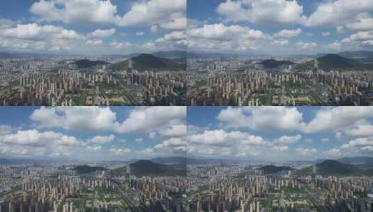 城市高楼蓝天白云天际线航拍高清在线视频素材下载