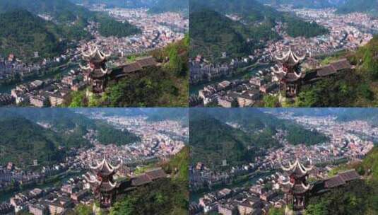 贵州省镇远古镇航拍风光高清在线视频素材下载