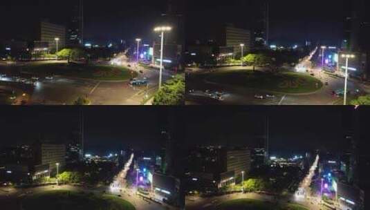 城市深夜交通万家灯火航拍高清在线视频素材下载
