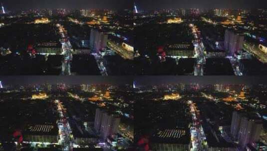 河南洛阳城市夜景交通航拍高清在线视频素材下载