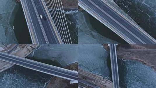 冰面上的大桥高清在线视频素材下载