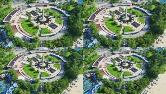 航拍海南三亚亚龙湾广场高端旅游度假建筑群高清在线视频素材下载