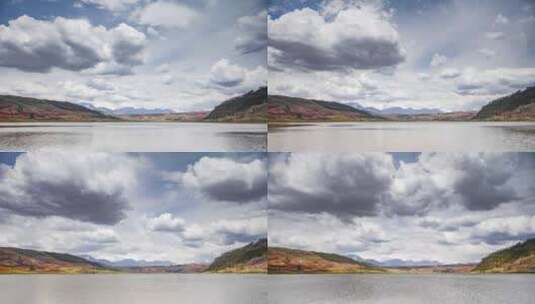 安第斯山脉库斯科附近湖泊中秘鲁景观的延时摄影。云的延时摄影高清在线视频素材下载
