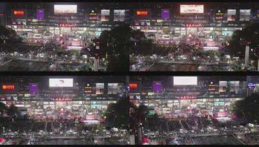 8K普宁城市夜景广场航拍高清在线视频素材下载