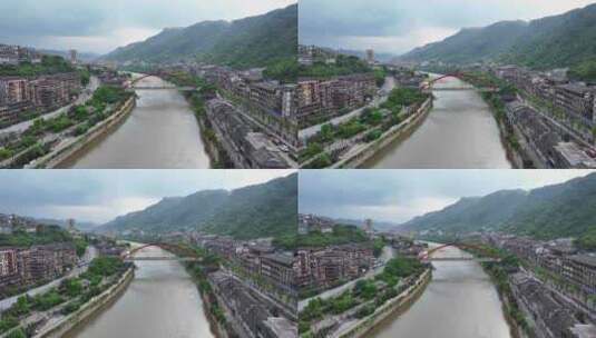 航拍贵州遵义仁怀茅台镇赤水河风光高清在线视频素材下载