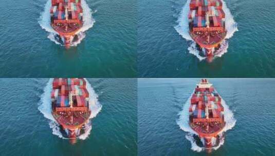 轮船航拍集装箱船航拍高清在线视频素材下载