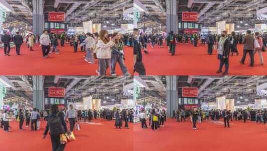 2023第六届中国进口博览会6.1馆人流延时高清在线视频素材下载