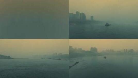 重庆长江轮渡轮船航拍高清在线视频素材下载