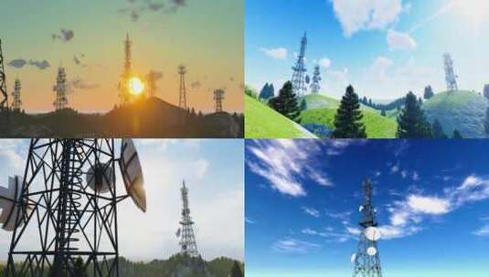 5G基站信号塔数据信息传输高清在线视频素材下载
