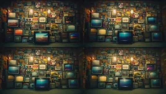 电视墙复古怀旧美式日式高清在线视频素材下载