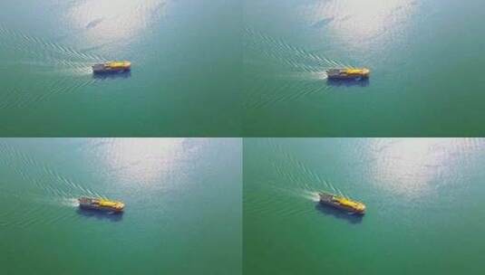 航拍行驶在长江三峡巫峡游轮高清在线视频素材下载
