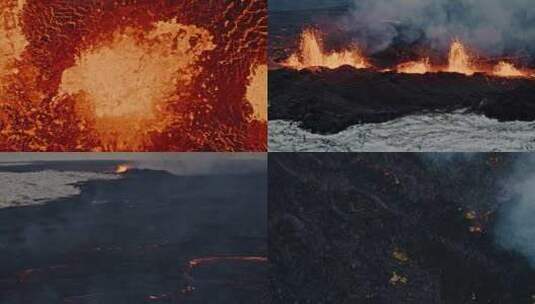 火山喷发岩浆涌动爆发实拍FPV无人机航拍高清在线视频素材下载