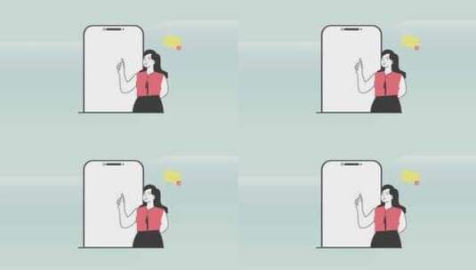 与女性2D运动图形在手机上聊天通知高清在线视频素材下载